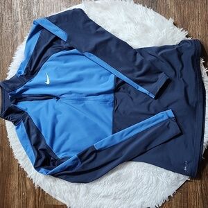 Nike Pro Dri-Fit Women's Shirt Size L Fleece Lined Half Zip Pullover Thumb Holes